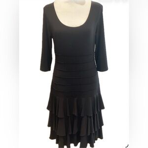 ***Aldila*** Chic Black Layered Mid length  Sleeve Dress